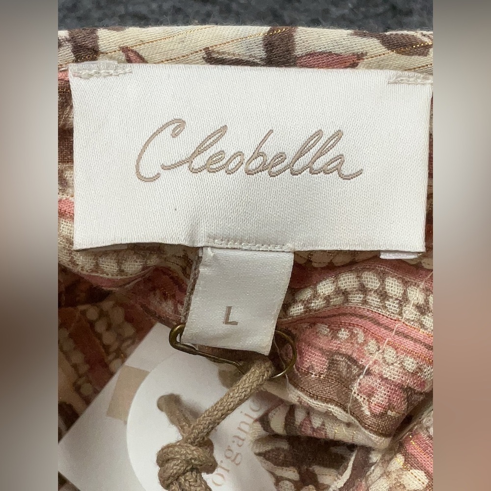 NWT CLEOBELLA Lydia Blouse Top Zinnia Print Cropped Size L Y2K Long Sleeve Tan - Picture 4 of 6